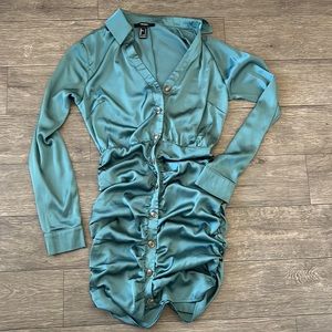 Ruched button down dress